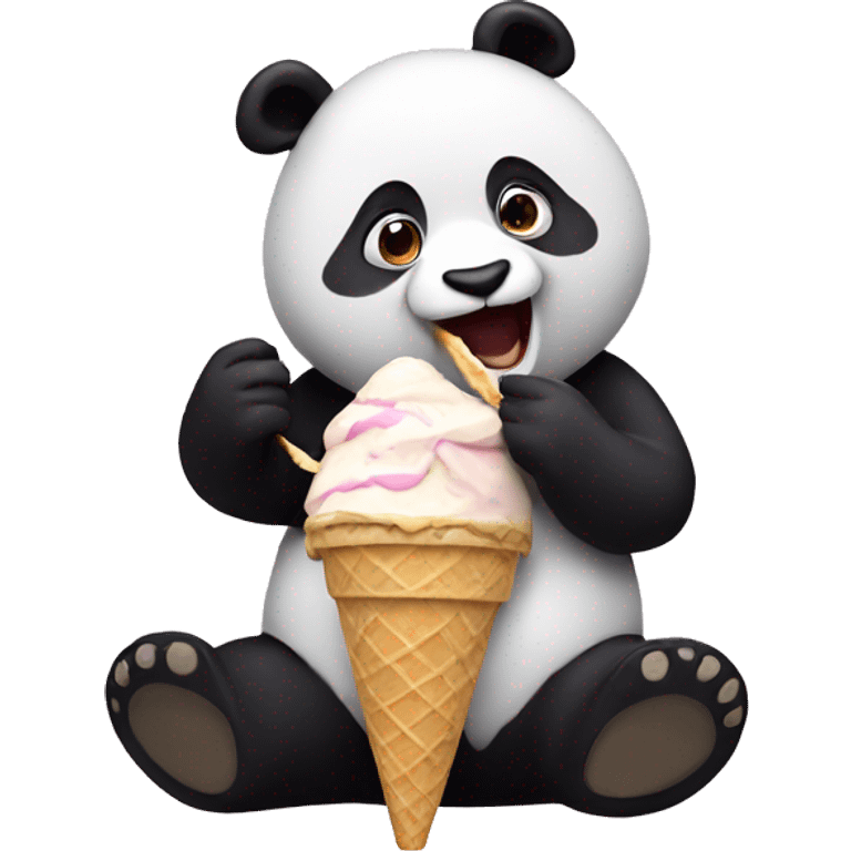 Panda eating ice cream emoji