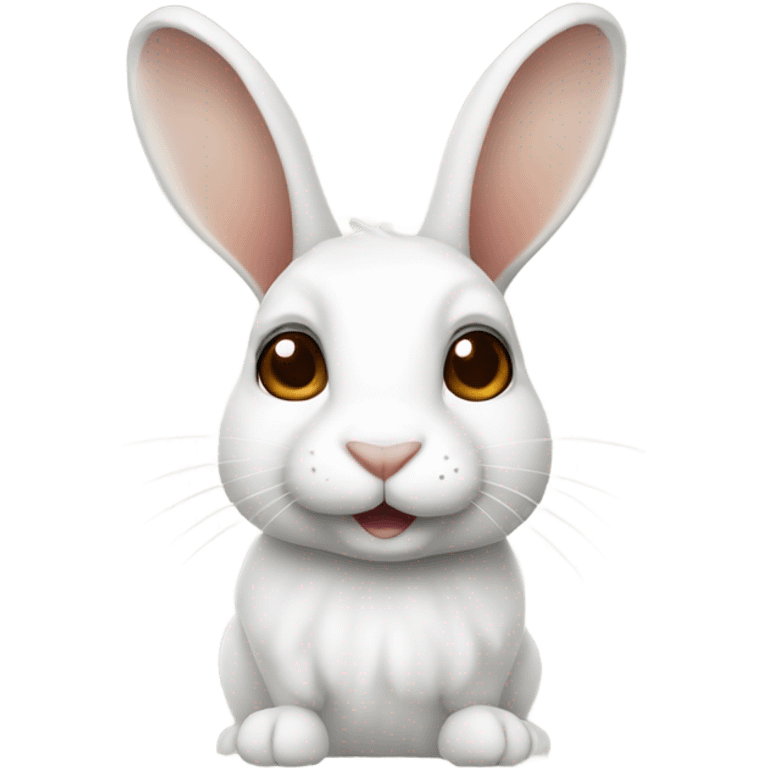 White bunny with brown spots one ear up one ear down emoji