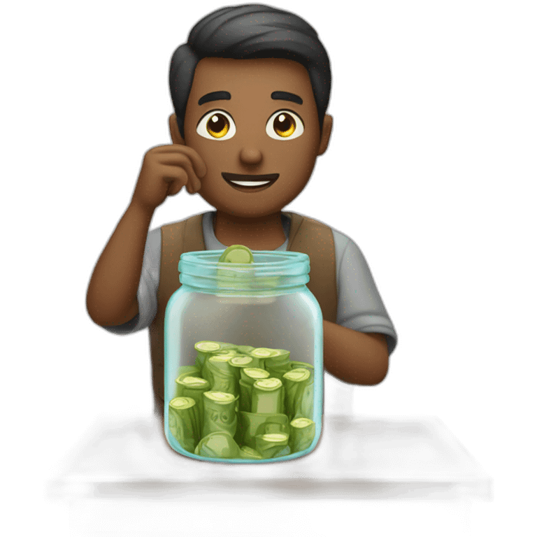 man putting money in the jar emoji