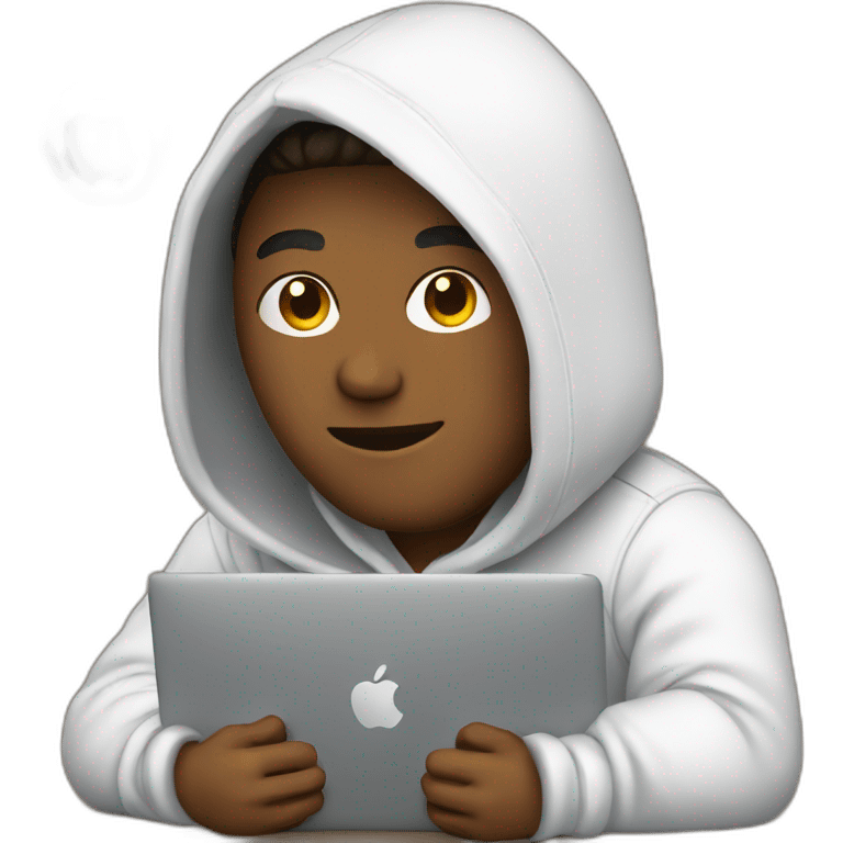 White developer with a hoodie coding on the macbook emoji