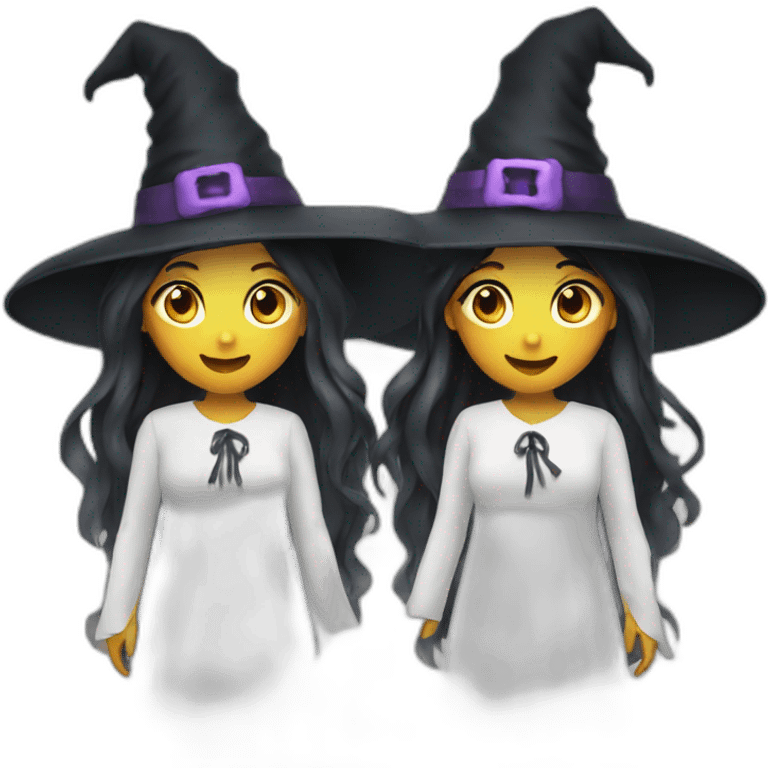 two girls witch ghost costumes emoji