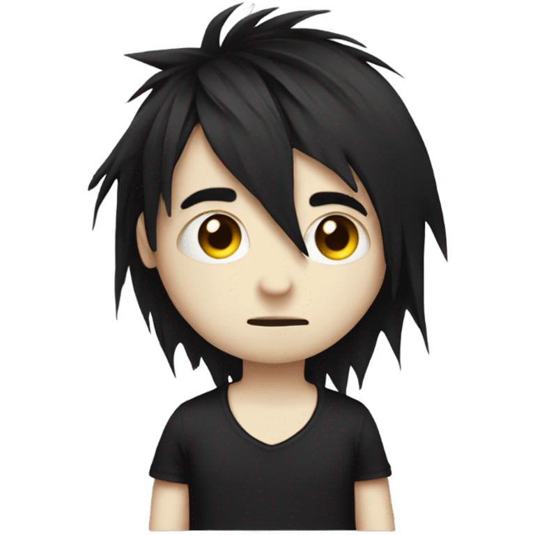 Emo emoji with black messy hair  emoji