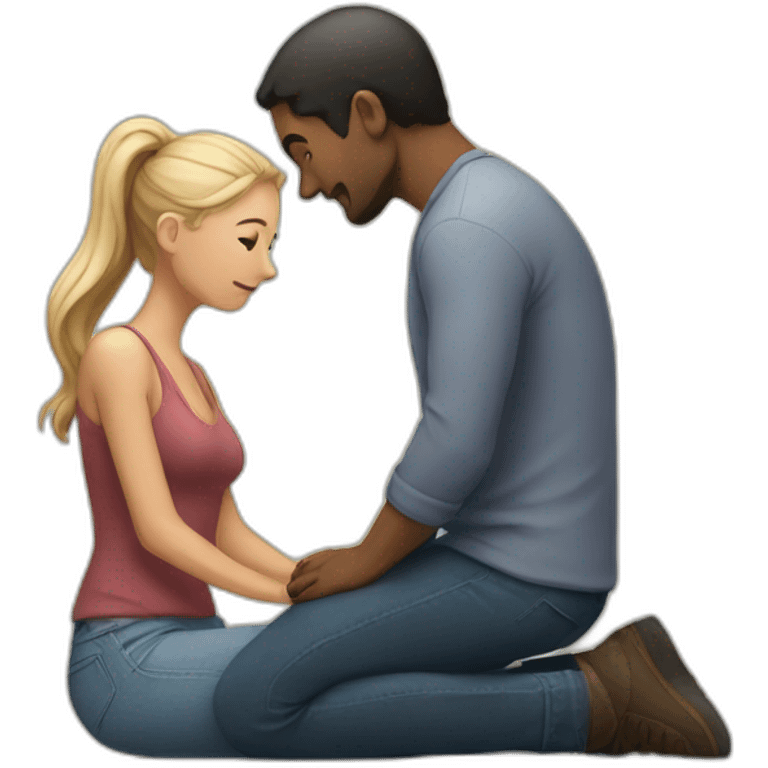 Woman on knees facing man emoji