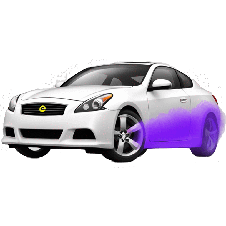 front end of a white g37 with purple fog lights emoji