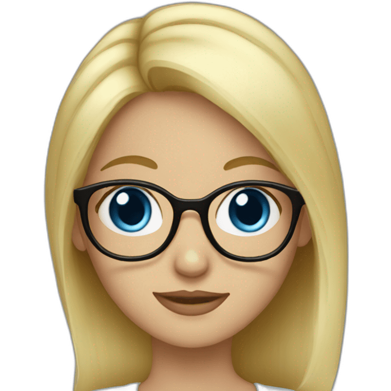 blonde hair blue eyed girl with glasses emoji