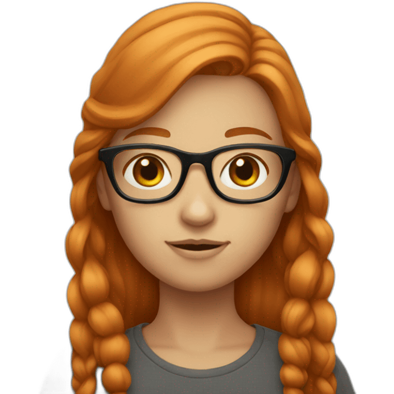 girl with long ginger hair and glasses emoji