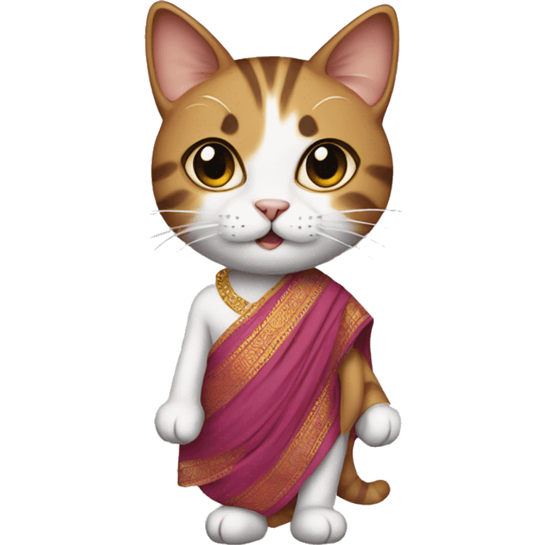 Cat wearing a sari emoji