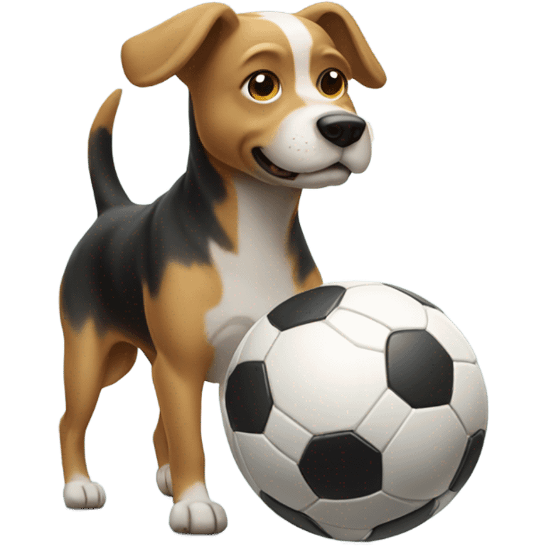 Dog playing soccer emoji