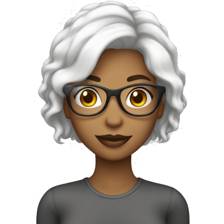 mulher cabelo liso branco e oculos emoji