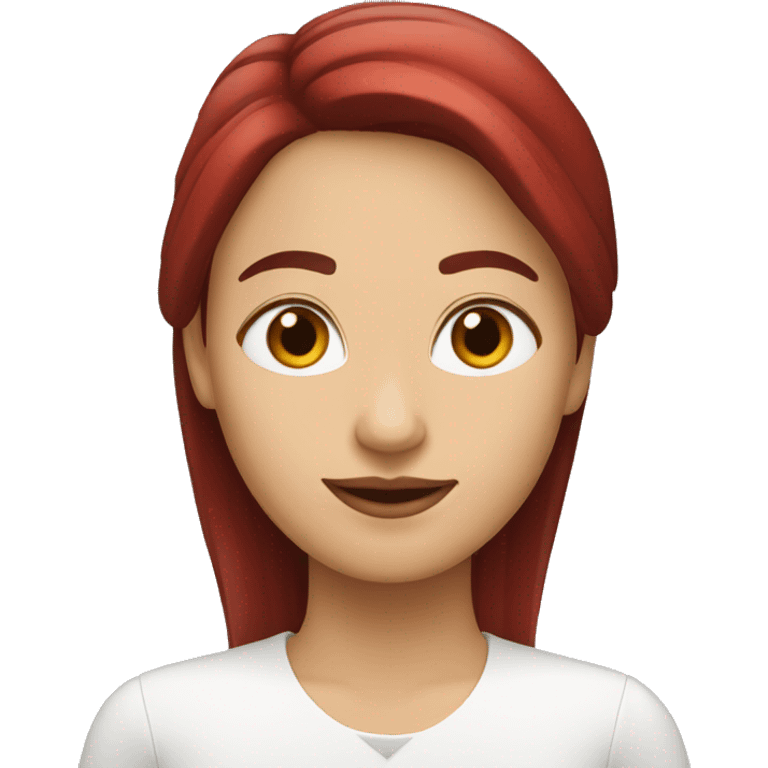 Mujer con pelo rojo, tez blanca y ojos café,  emoji