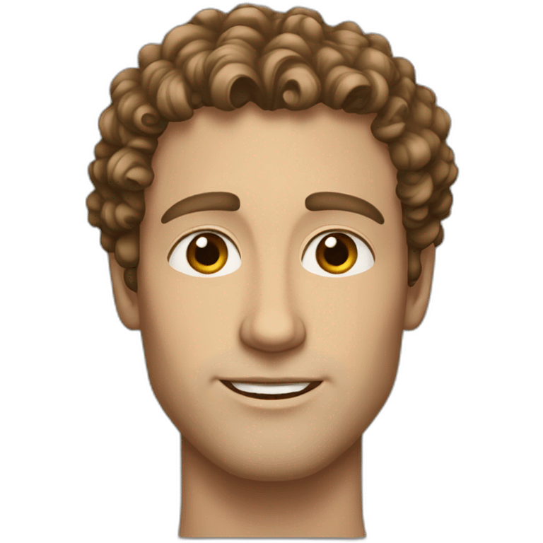 White American man with brown curly hair, brown eyes, bigger nose, sharp jawline emoji