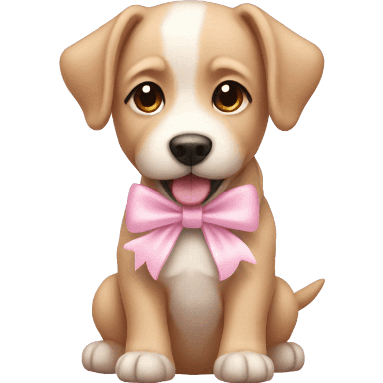 cute dog with light pink bows emoji