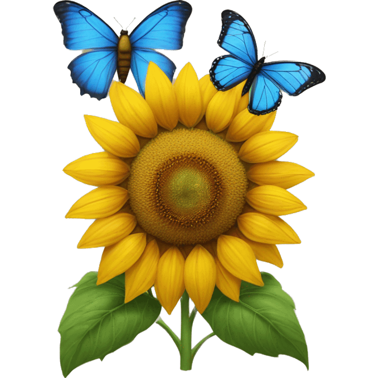 Sunflower and blue butterfly  emoji