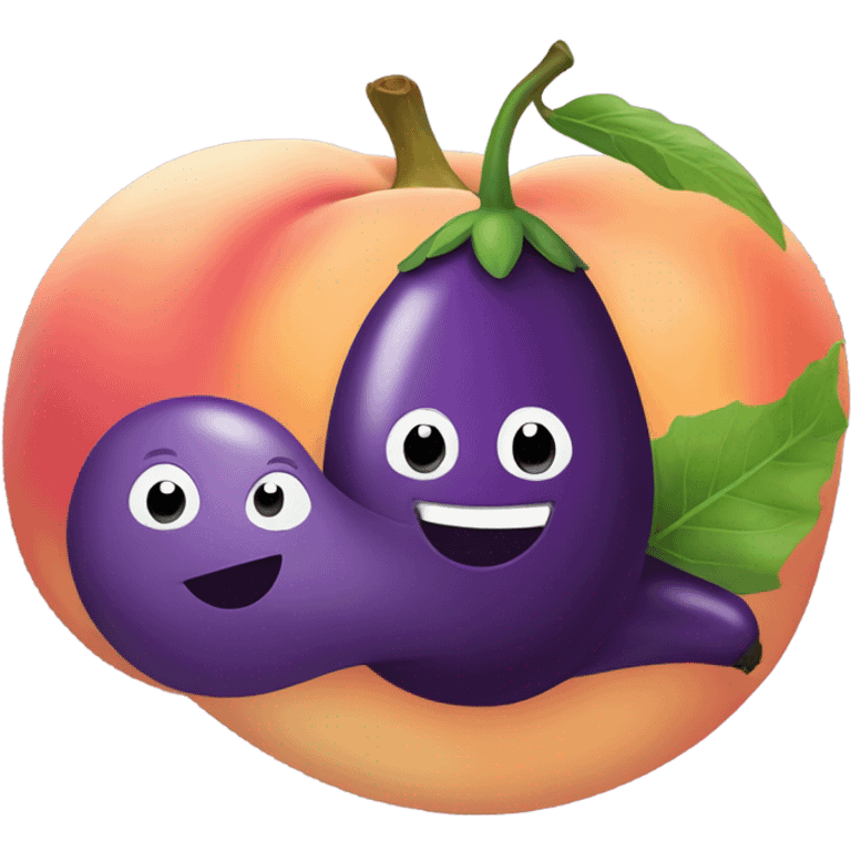 Eggplant and peach emoji