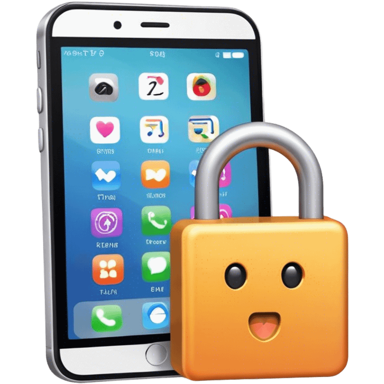 mobile phone and lock emoji