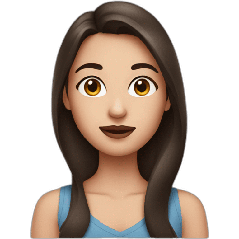 a brunette girl with a mole above her lip on the left emoji