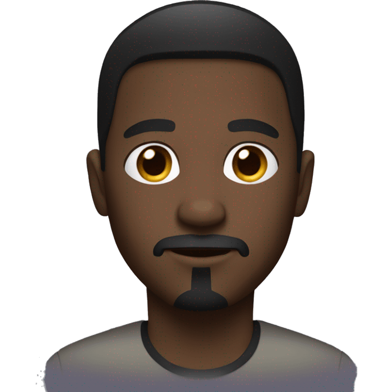 Black short hair, goatee, dark skin emoji