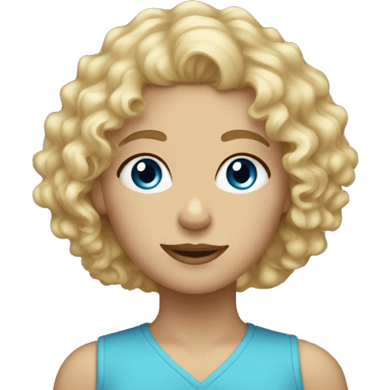 Short curly blonde girl blue eyes emoji