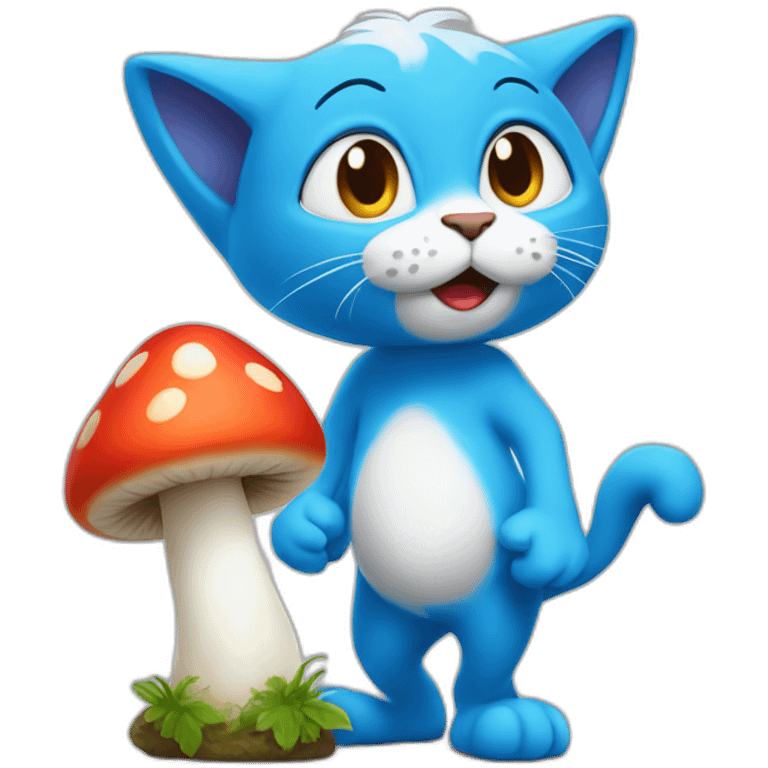 Smurf cat with mushroom  emoji