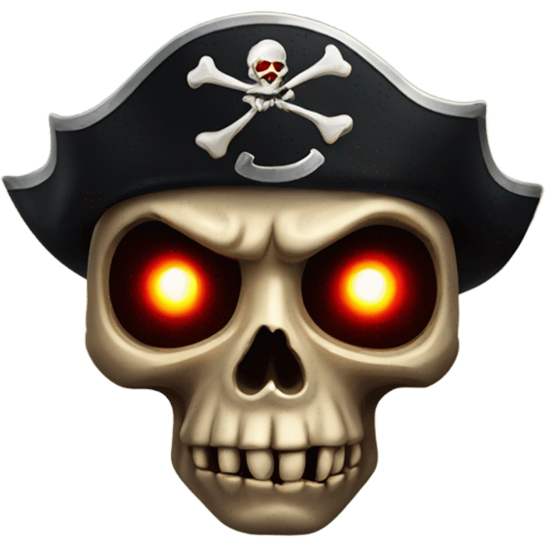 Scary pirate skull with glowing red eyes emoji