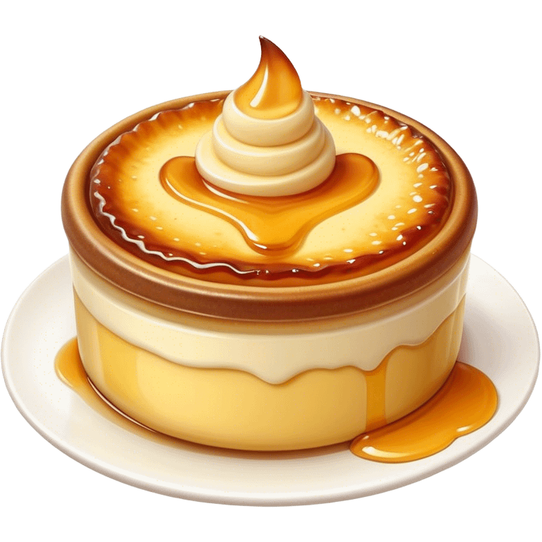 Cinematic Realistic Cr√®me Br√ªl√©e Dessert Emoji, depicted as a rich custard with a perfectly caramelized sugar top rendered with exquisite textures and warm, inviting lighting. emoji