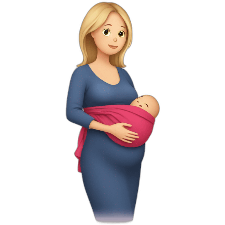 European pregnancy Babywearing mom with baby and wrap emoji