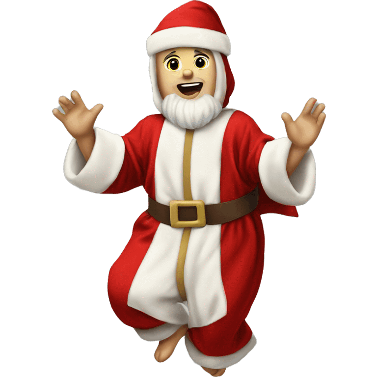 skipping sprint baby Jesus santa costume emoji