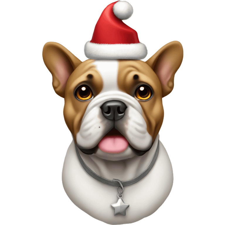 French bull dog wearing a Christmas hat  emoji