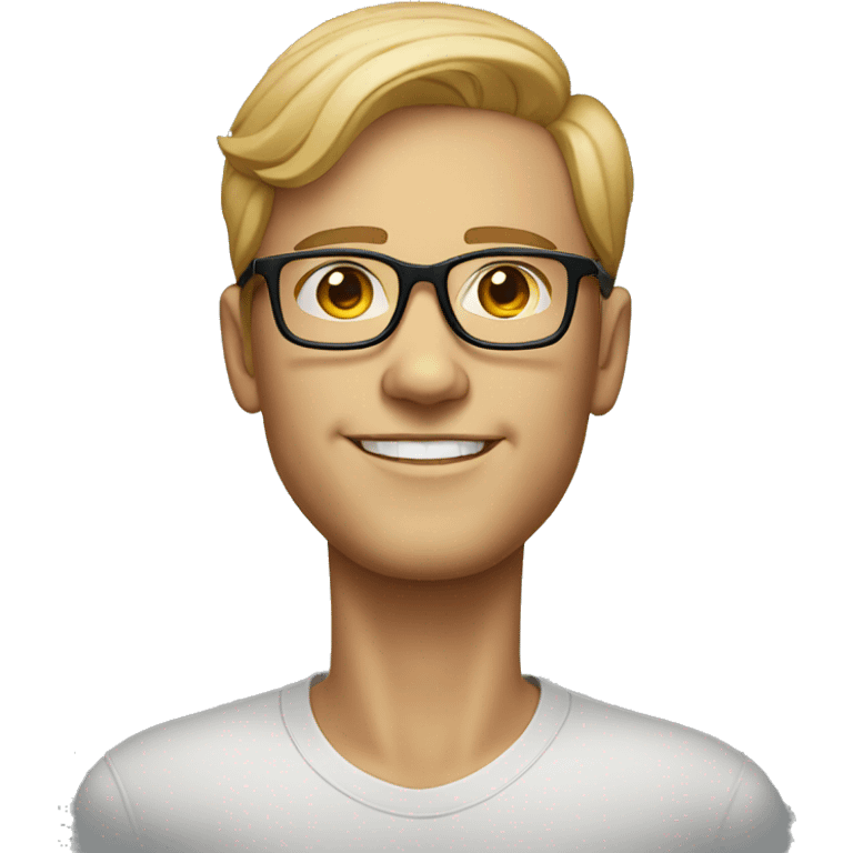 realistic portrait of a good looking guy with light skin wearing glasses emoji