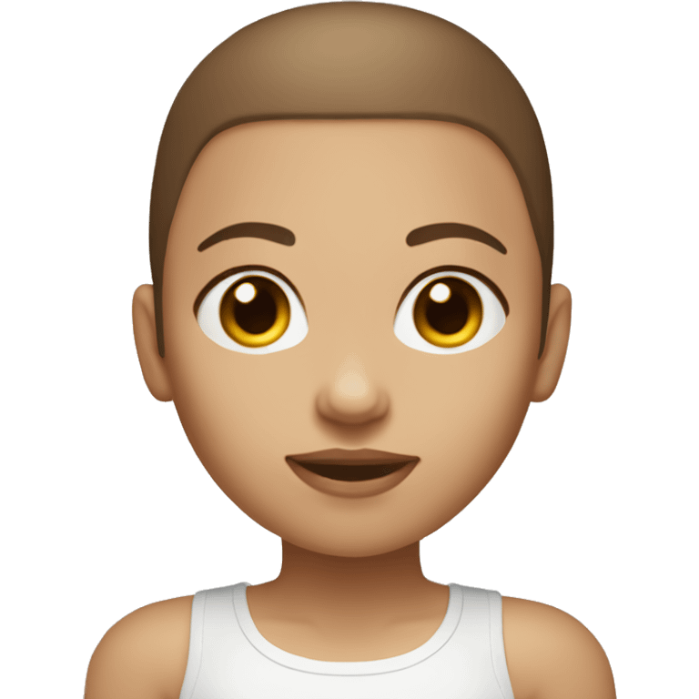 BLUE EYES BROWN BUZZ CUT LIGHT SKIN ROUND FACE GIRL emoji