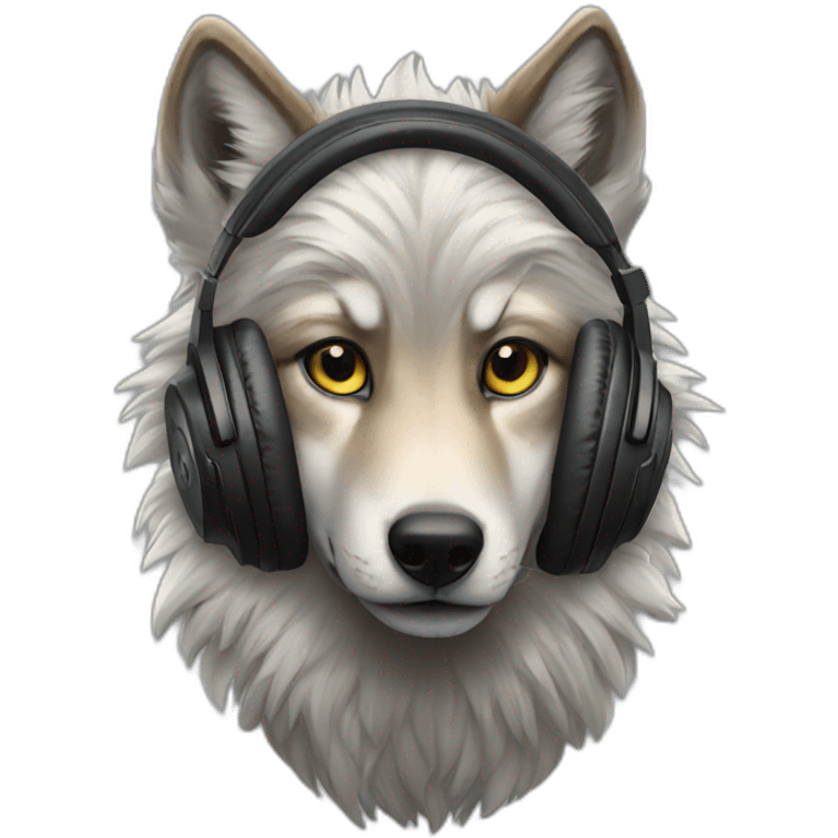 Boy Wolf headphones hyper realistic emoji