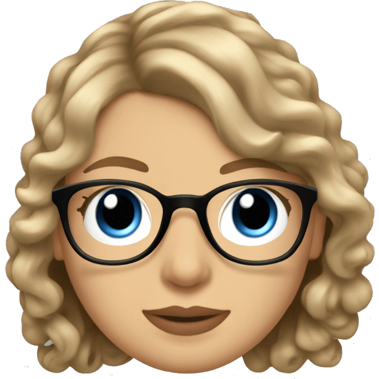 Taylor swift with blu eyes wearing glasses and shoulder length wavy hair  emoji