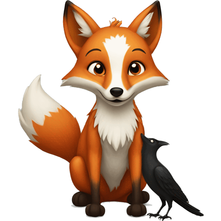 realistic fox and crow emoji