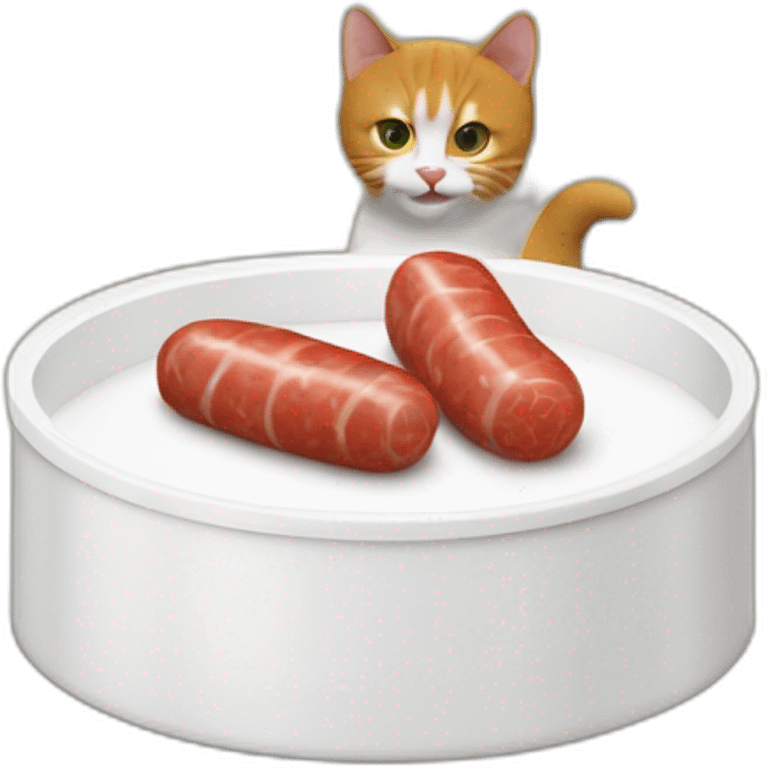 Un chat qui mange une saucisse emoji