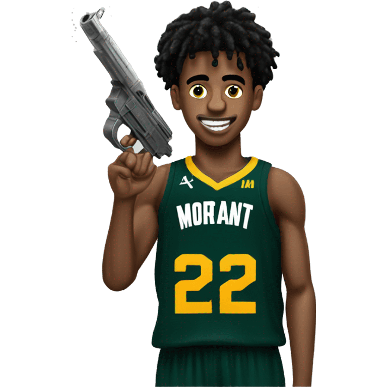 ja morant with  a toygun wearing a bucks jersey emoji