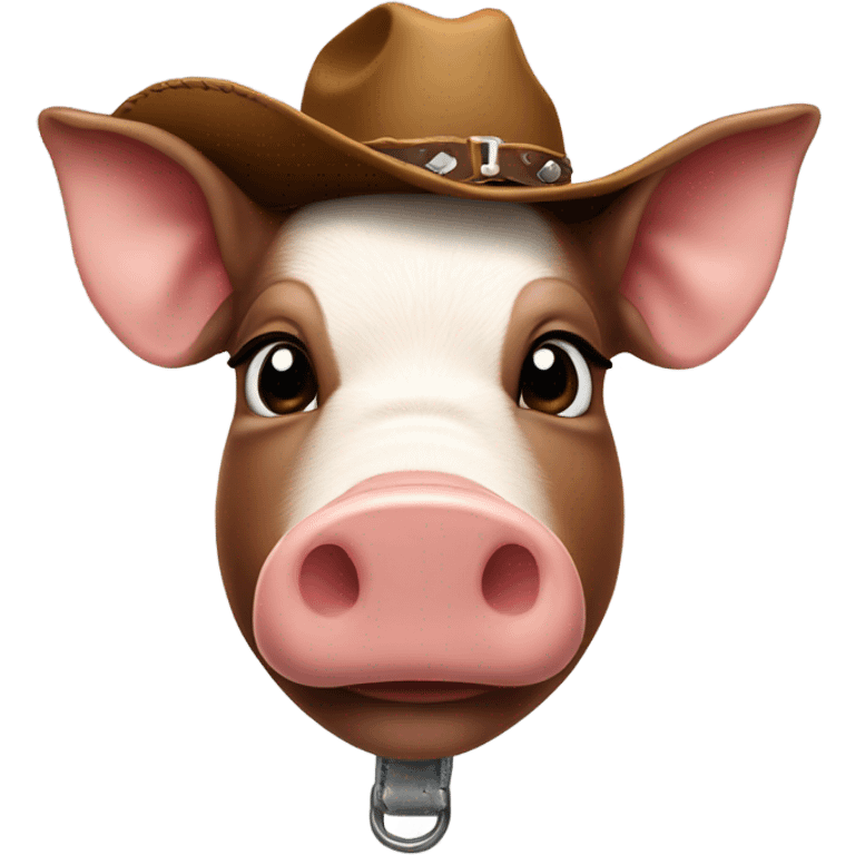 Pig head wearing a cow boy hat  emoji