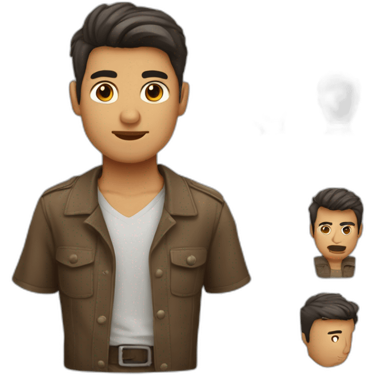 Hombre blanco, sesenta años, pelo corto de punta, ojos marrones emoji