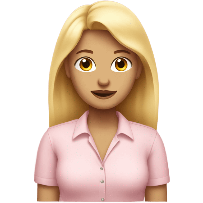 blonde woman. light pink shirt. mood swings. emoji