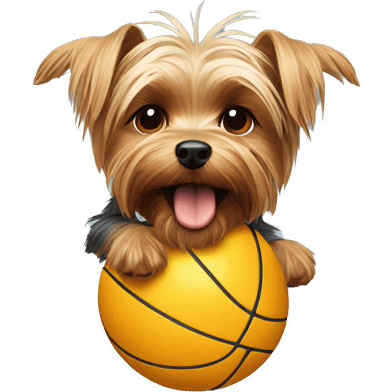 Yorkshire terrier play with the ball emoji