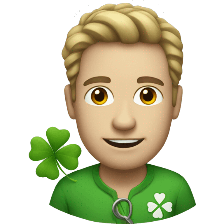 white man with four leaf clover emoji