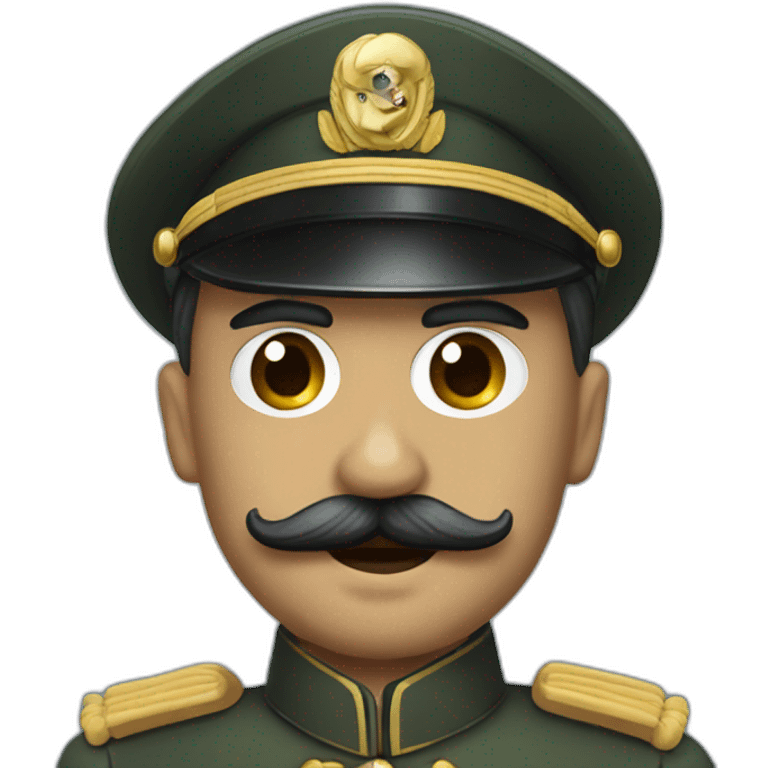 An army general with Charlie Chaplin mustache emoji