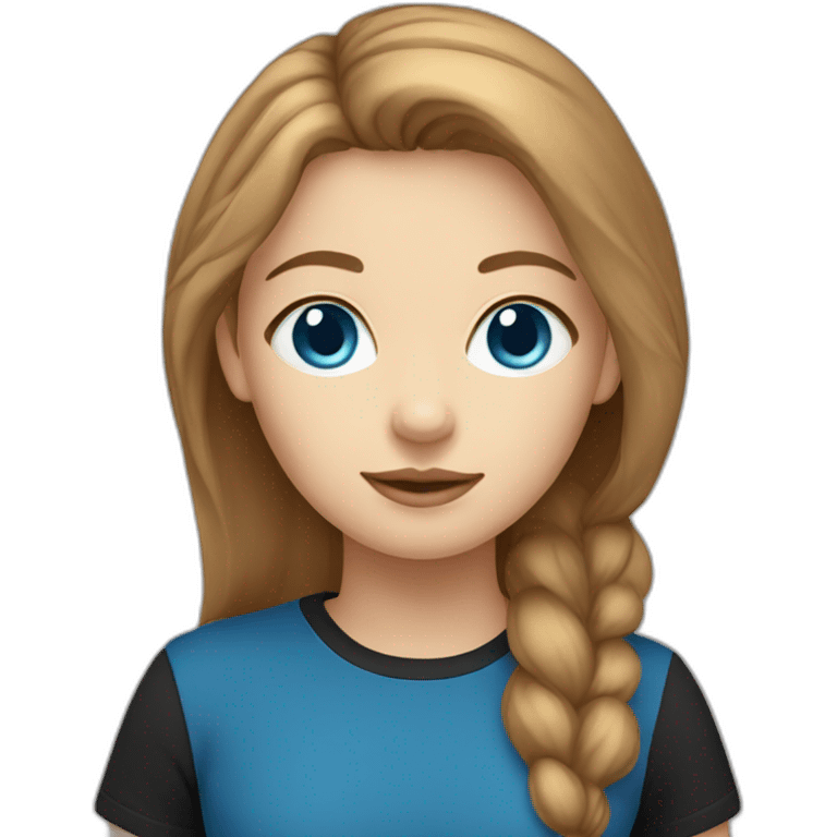 light brown hair woman with blue eyes black stripy t-shirt emoji