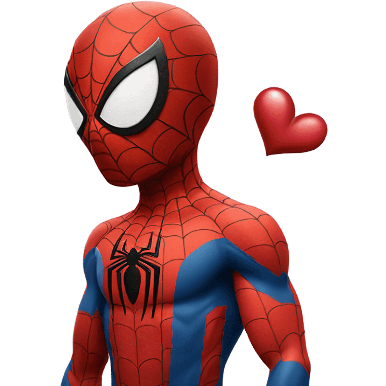 Spider-Man holding a heart emoji