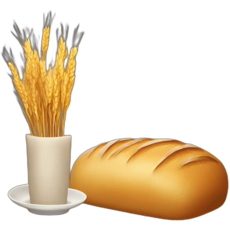 Bread, wheat and candle on a table emoji