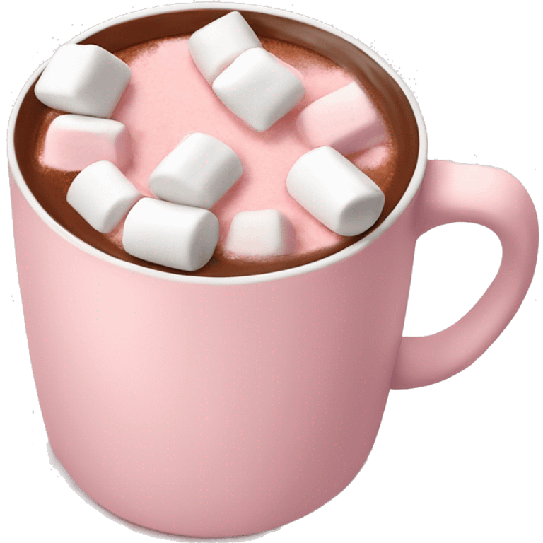 Light Pink mug of hot chocolate with marshmallows  emoji