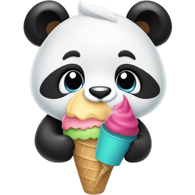 Panda eating ice cream emoji