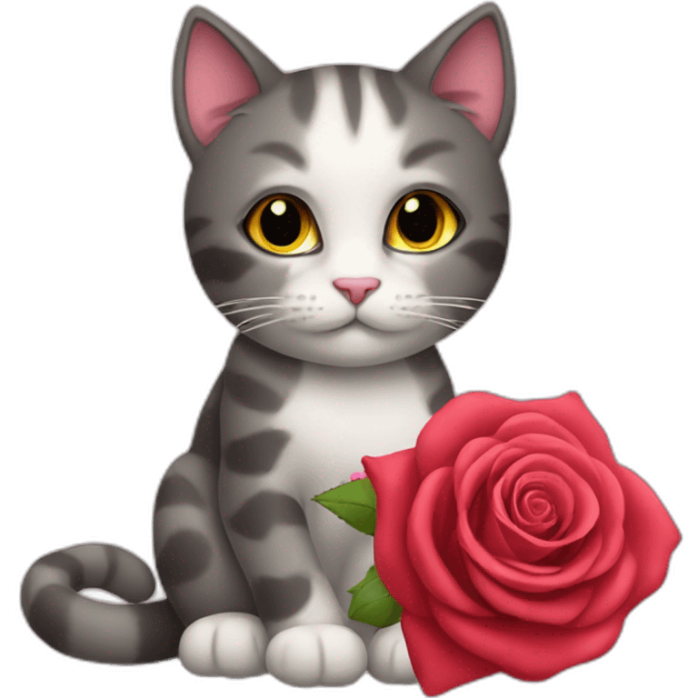 Cat with rose emoji