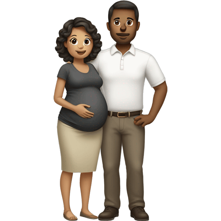 Husband and pregnant wife dark brown haircut emoji