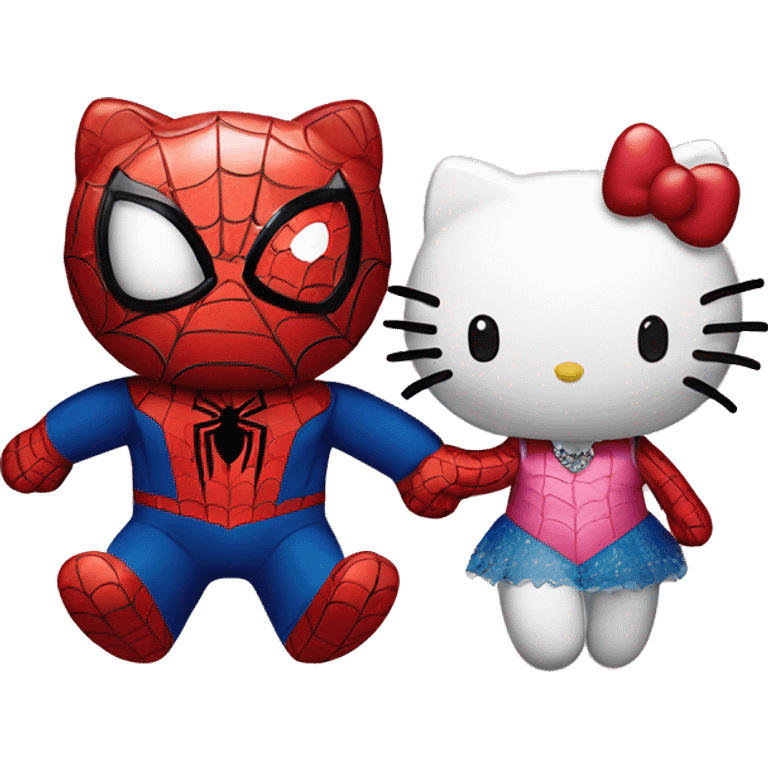 spider-man and hello kitty holding hands emoji