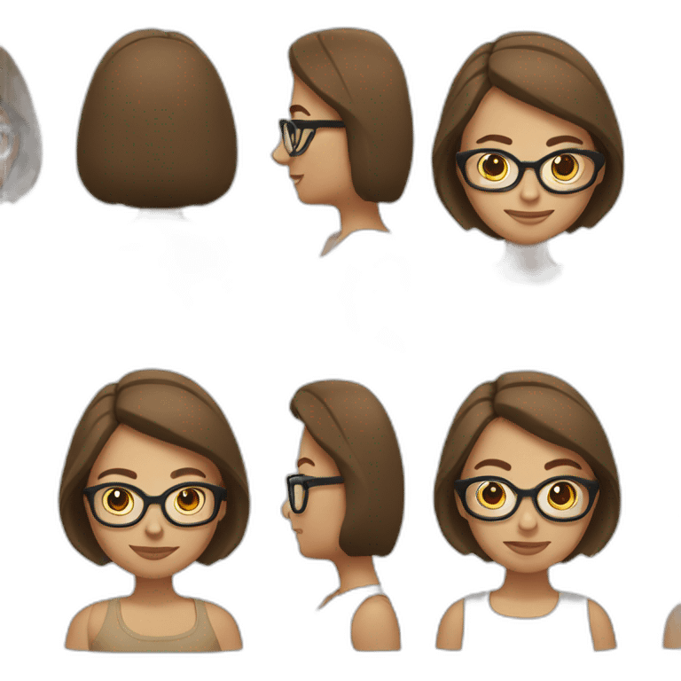 Woman with light skin and brown hair with glasses cooking emoji